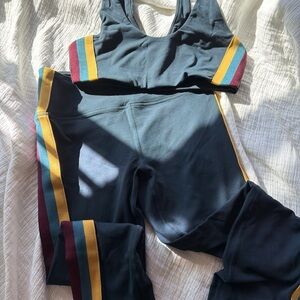 Spiritual Gangster Navy Legging and top set with Multicolor Side Stripes